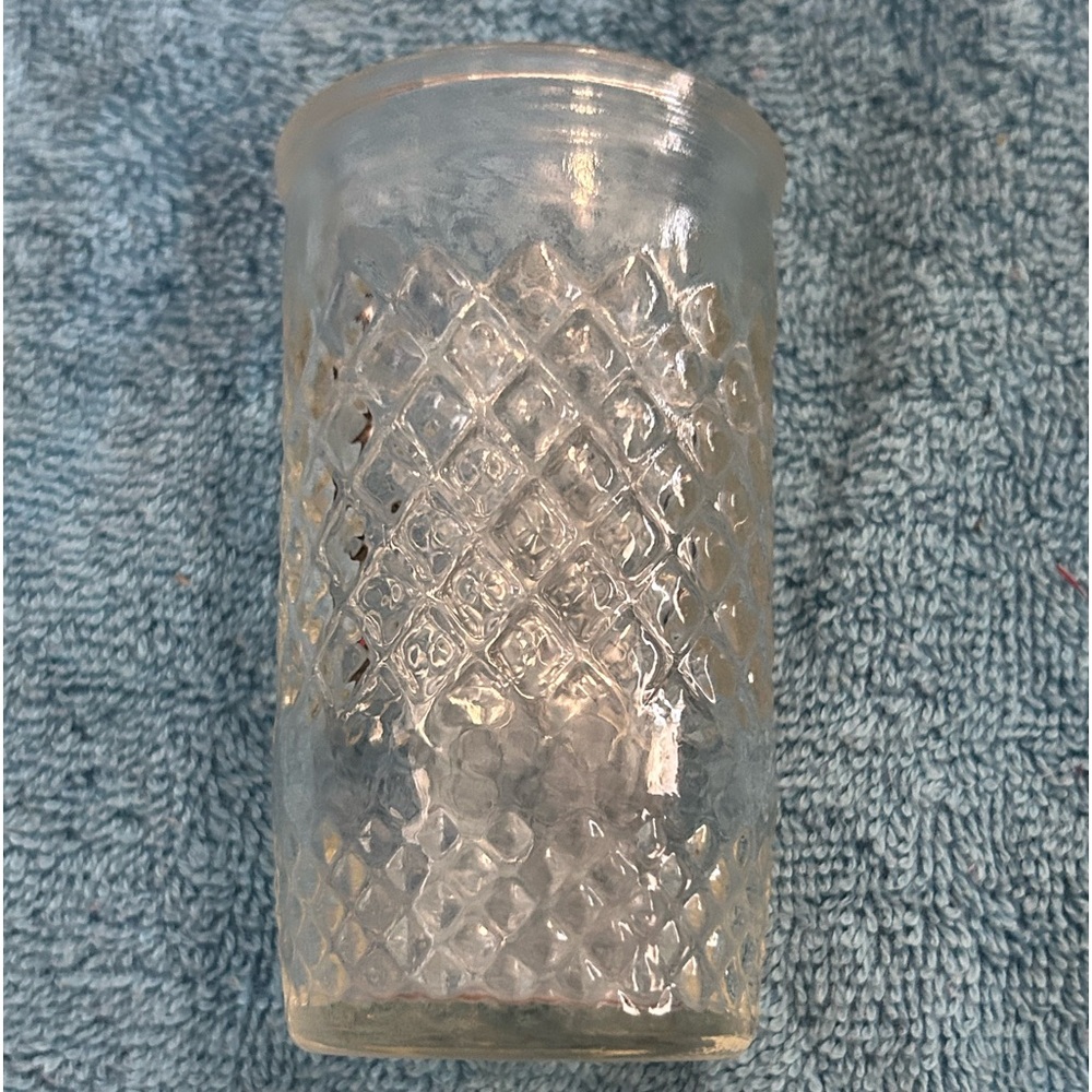 Vintage Glass Quilted Cut Juice Glass Jelly Jar